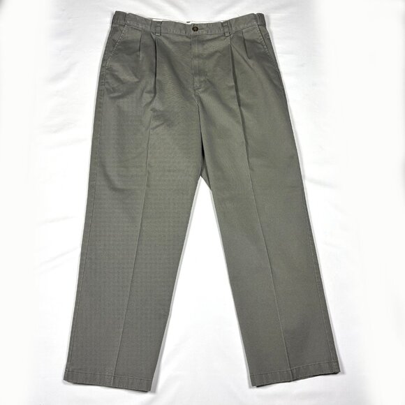 Lot of 2 LL Bean Comfort Waist Chino Pleated Pants Slacks Blue / Gray Mens 38x30 - Picture 2 of 16